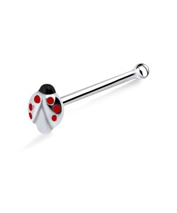 Ladybird Shaped Silver Bone Nose Stud NSKD-366